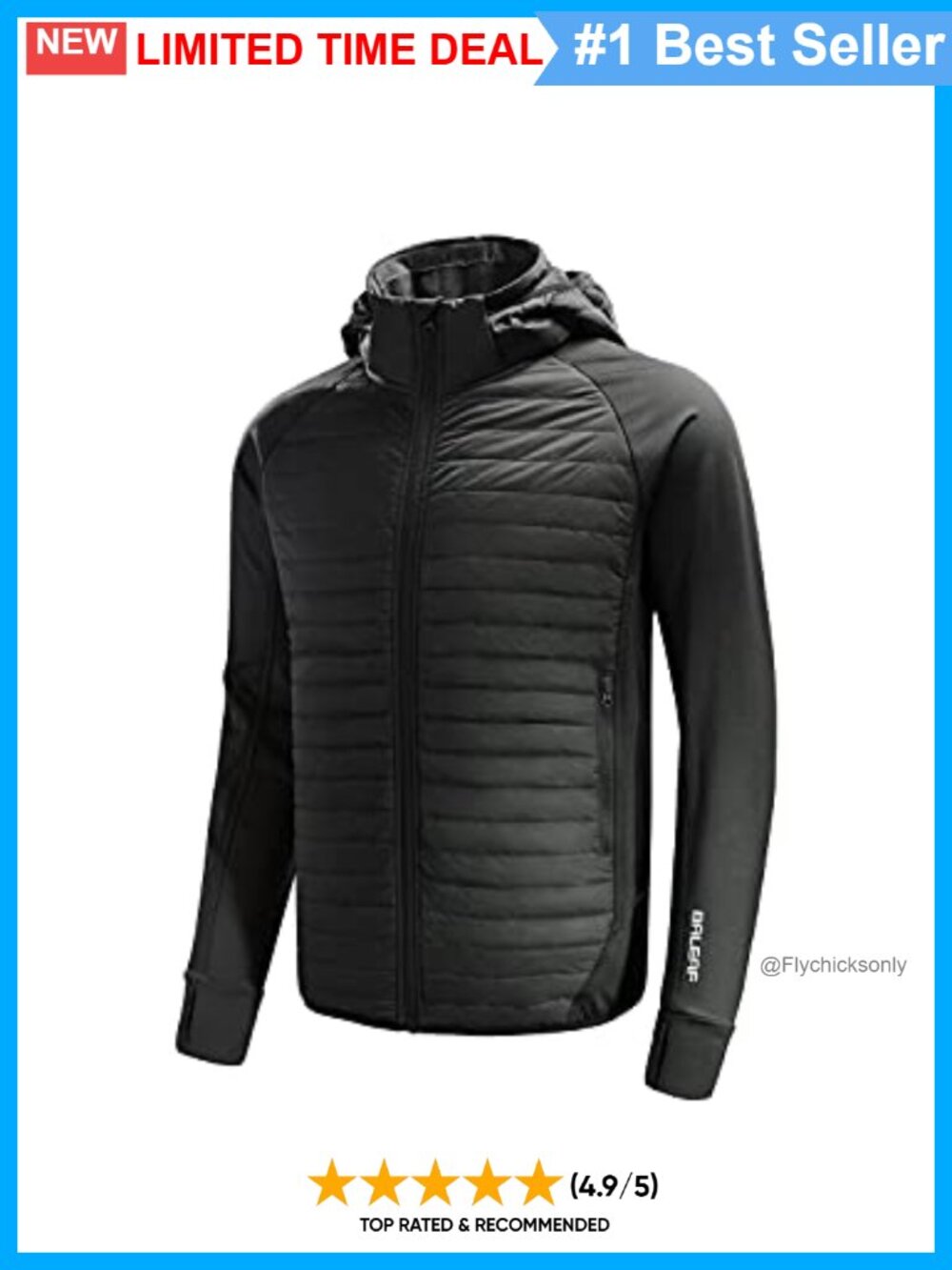 Men's Insulated Running Jacket Lightweight Warm Up Puffer Hybrid Thermal Hiking